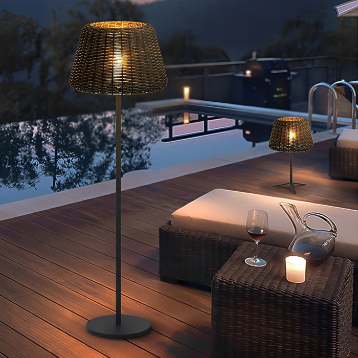 Solar Outdoor Floor Lamp, Waterproof LED Weave Shade for Garden/Patio/Yard, Easy Install
