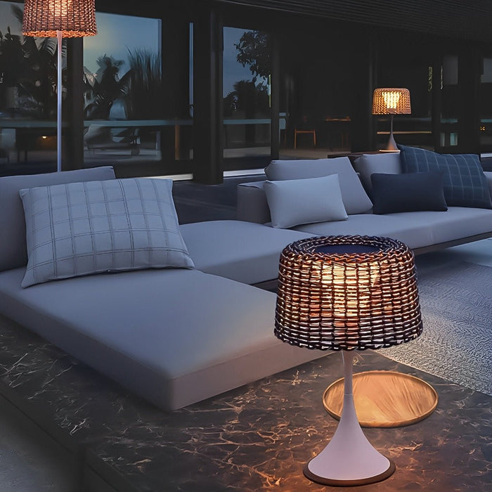 Solar Outdoor Floor Lamp, Waterproof LED Weave Shade for Garden/Patio/Yard, Easy Install