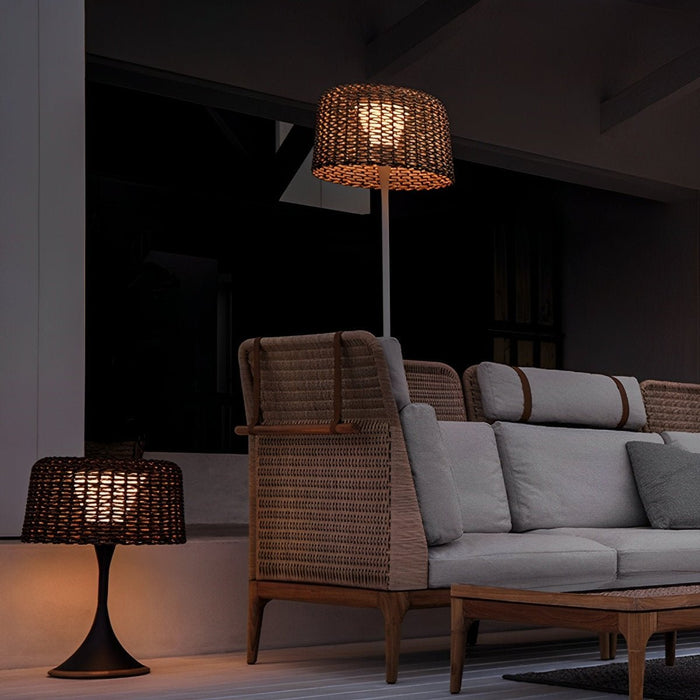 Solar Outdoor Floor Lamp, Waterproof LED Weave Shade for Garden/Patio/Yard, Easy Install