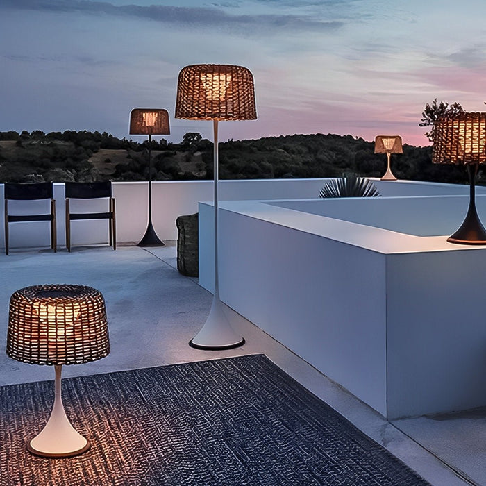 Solar Outdoor Floor Lamp, Waterproof LED Weave Shade for Garden/Patio/Yard, Easy Install