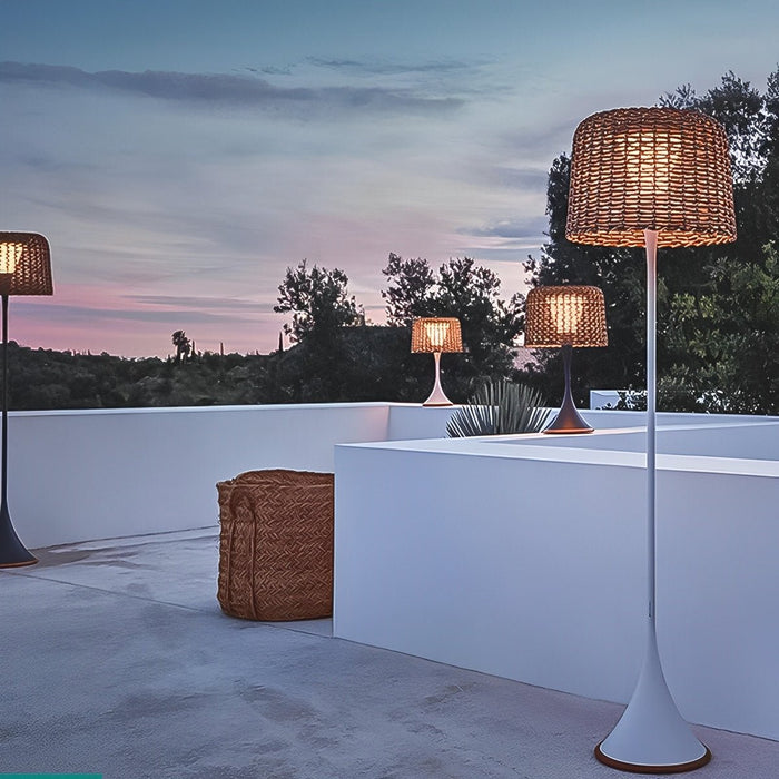 Solar Outdoor Floor Lamp, Waterproof LED Weave Shade for Garden/Patio/Yard, Easy Install