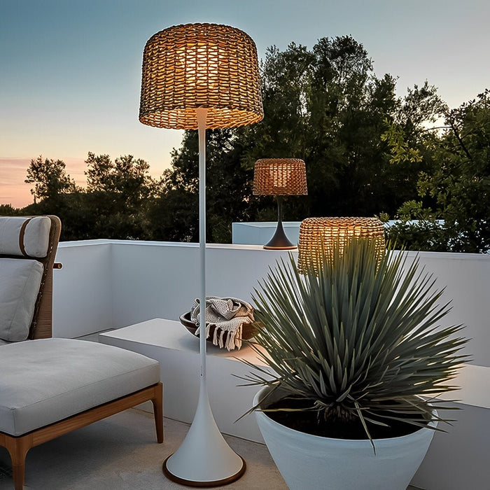 Solar Outdoor Floor Lamp, Waterproof LED Weave Shade for Garden/Patio/Yard, Easy Install