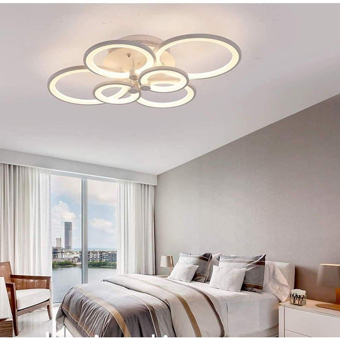 White/Black Acrylic Overlapping Rings LED Semi Flush Mount Ceiling Light