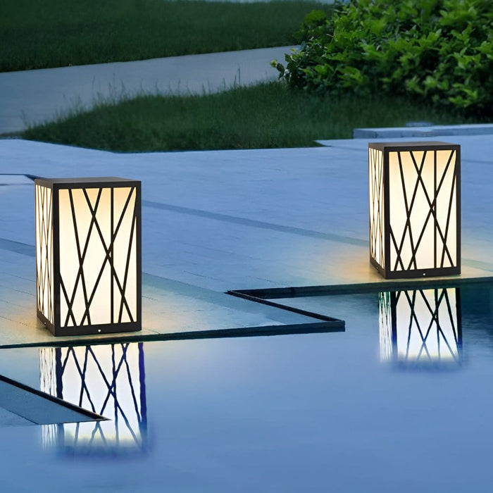 Square 20W LED Waterproof Modern Solar Post Lights Outdoor Pathway Lights