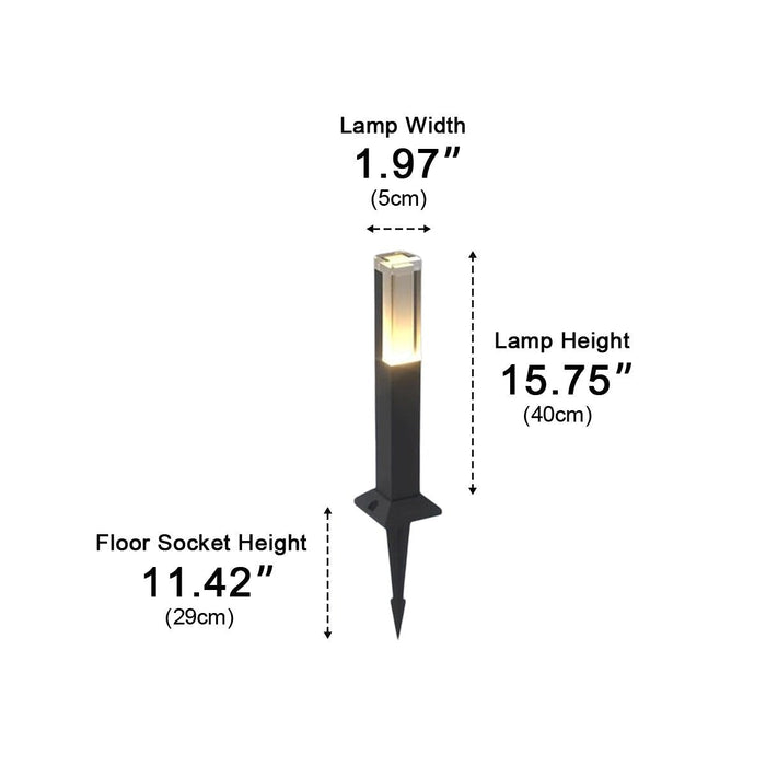 Square Column Modern LED Outdoor Pathway Light - Die-Cast Aluminum / Acrylic Diffuser, Warm Illumination for Garden Walkways
