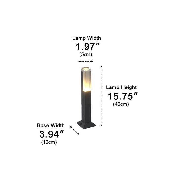 Square Column Modern LED Outdoor Pathway Light - Die-Cast Aluminum / Acrylic Diffuser, Warm Illumination for Garden Walkways