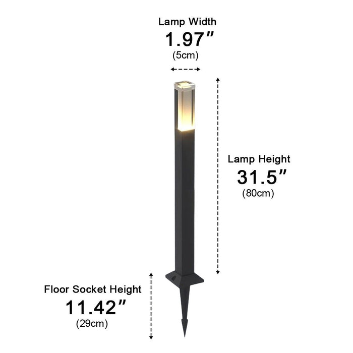 Square Column Modern LED Outdoor Pathway Light - Die-Cast Aluminum / Acrylic Diffuser, Warm Illumination for Garden Walkways