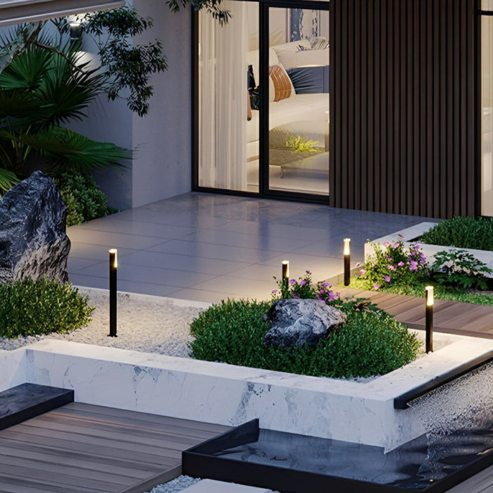 Square Column Modern LED Outdoor Pathway Light - Die-Cast Aluminum / Acrylic Diffuser, Warm Illumination for Garden Walkways