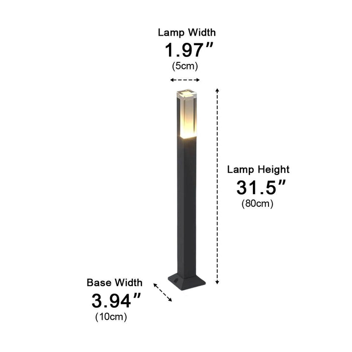 Square Column Modern LED Outdoor Pathway Light - Die-Cast Aluminum / Acrylic Diffuser, Warm Illumination for Garden Walkways