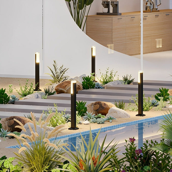 Square Column Modern LED Outdoor Pathway Light - Die-Cast Aluminum / Acrylic Diffuser, Warm Illumination for Garden Walkways