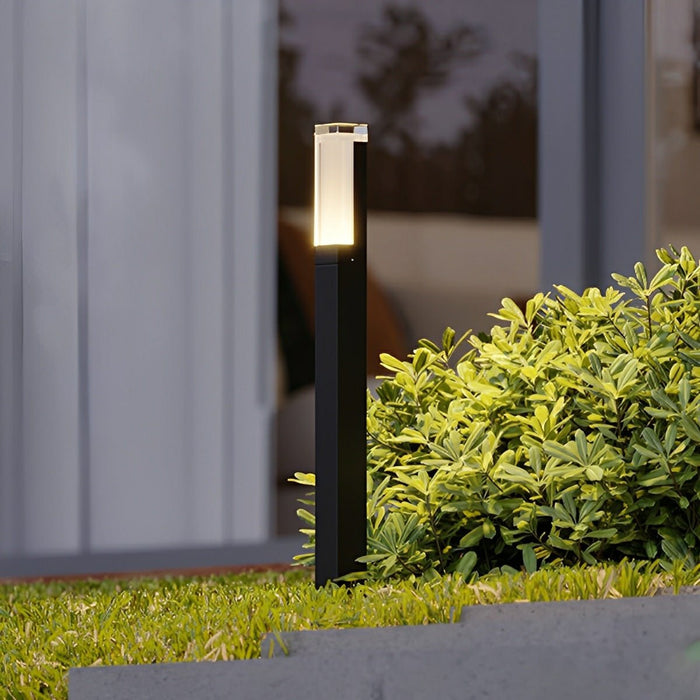 Square Column Modern LED Outdoor Pathway Light - Die-Cast Aluminum / Acrylic Diffuser, Warm Illumination for Garden Walkways