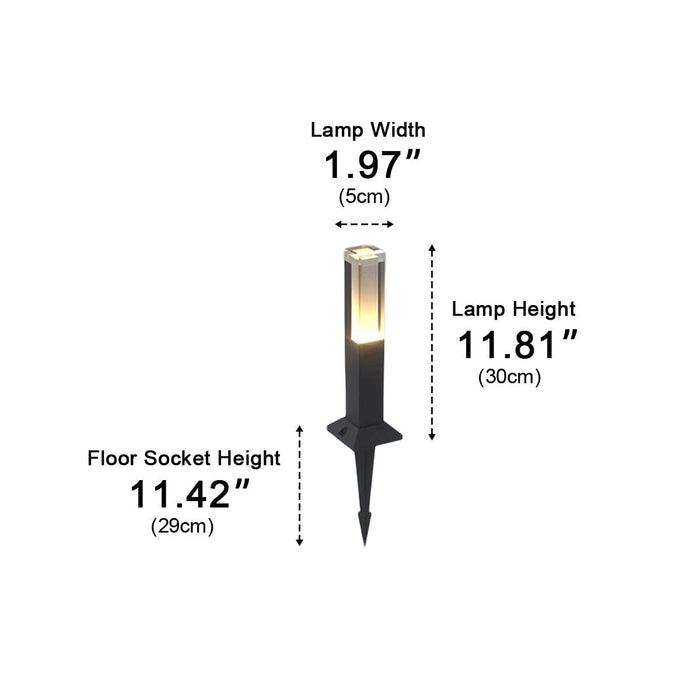 Square Column Modern LED Outdoor Pathway Light - Die-Cast Aluminum / Acrylic Diffuser, Warm Illumination for Garden Walkways