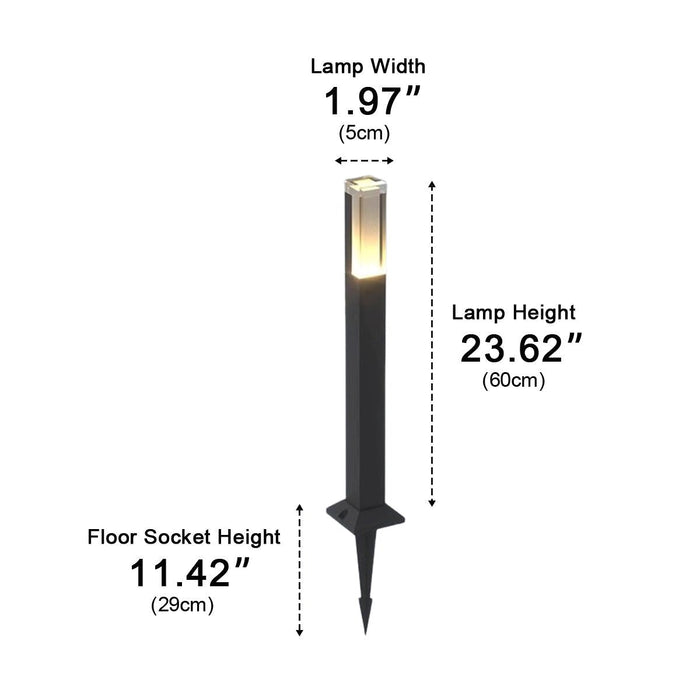 Square Column Modern LED Outdoor Pathway Light - Die-Cast Aluminum / Acrylic Diffuser, Warm Illumination for Garden Walkways