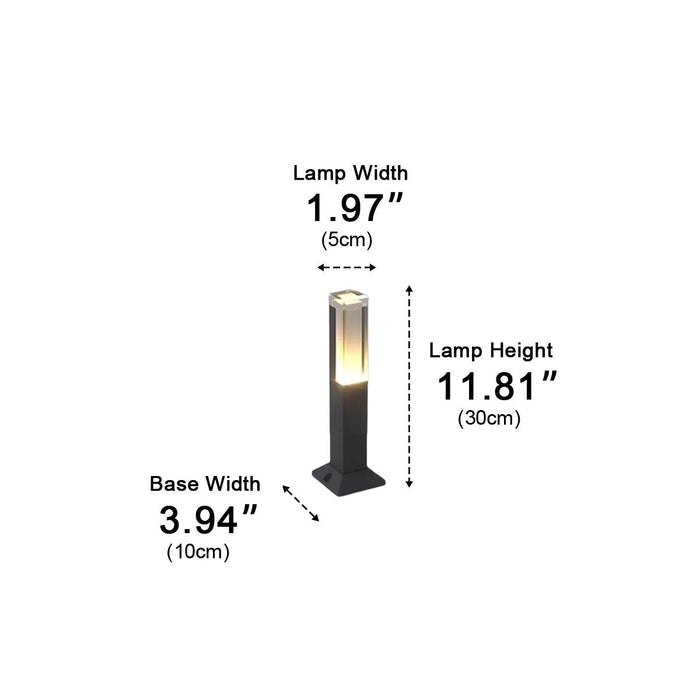 Square Column Modern LED Outdoor Pathway Light - Die-Cast Aluminum / Acrylic Diffuser, Warm Illumination for Garden Walkways
