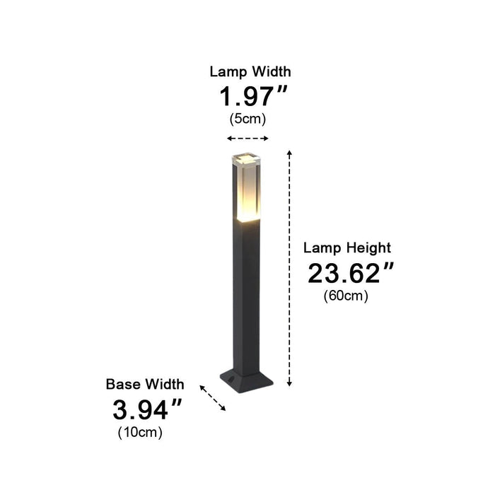 Square Column Modern LED Outdoor Pathway Light - Die-Cast Aluminum / Acrylic Diffuser, Warm Illumination for Garden Walkways
