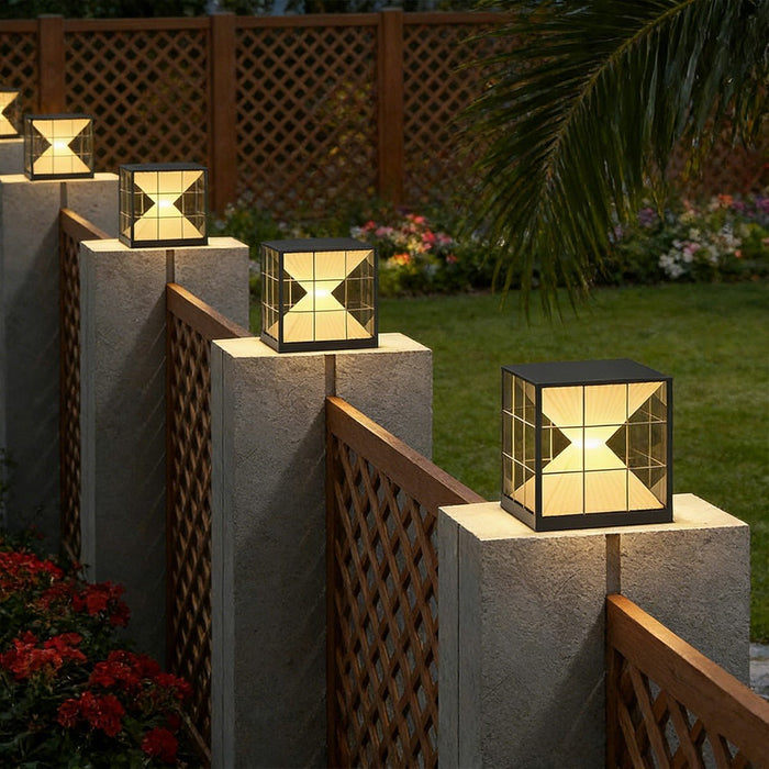 Square Solar Fence Post Lights - Outdoor Cap-Style LED Accent Lighting for Decks, Patios, and Garden Pathways