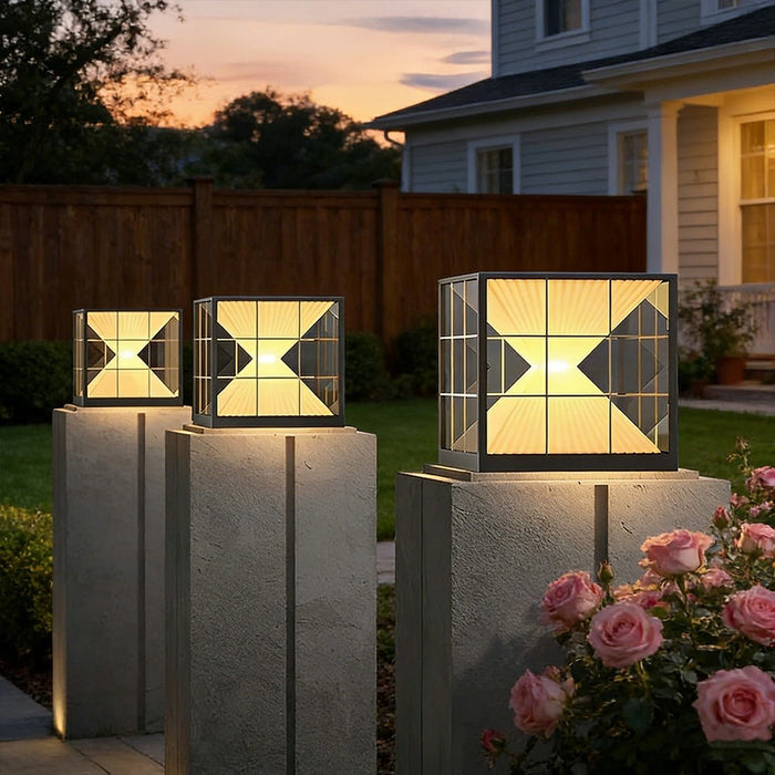 Square Solar Fence Post Lights - Outdoor Cap-Style LED Accent Lighting for Decks, Patios, and Garden Pathways
