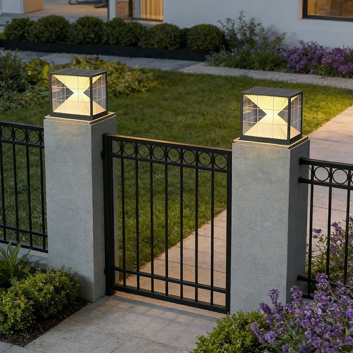 Square Solar Fence Post Lights - Outdoor Cap-Style LED Accent Lighting for Decks, Patios, and Garden Pathways