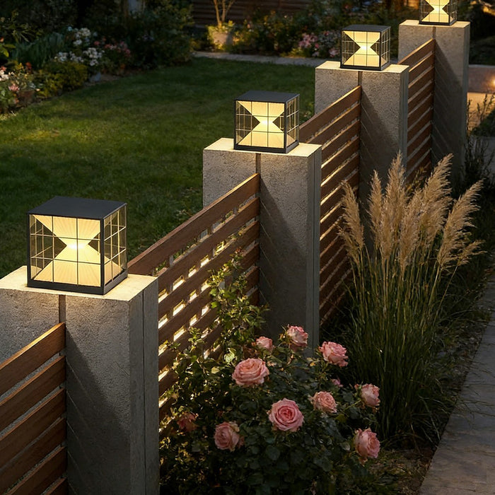 Square Solar Fence Post Lights - Outdoor Cap-Style LED Accent Lighting for Decks, Patios, and Garden Pathways