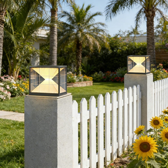 Square Solar Fence Post Lights - Outdoor Cap-Style LED Accent Lighting for Decks, Patios, and Garden Pathways