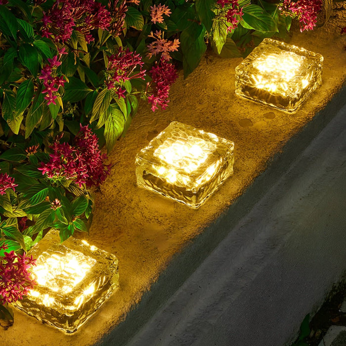 Ice Brick Solar Outdoor Lights - Pathway Lighting / Garden Decor, Waterproof, Automatic On/Off