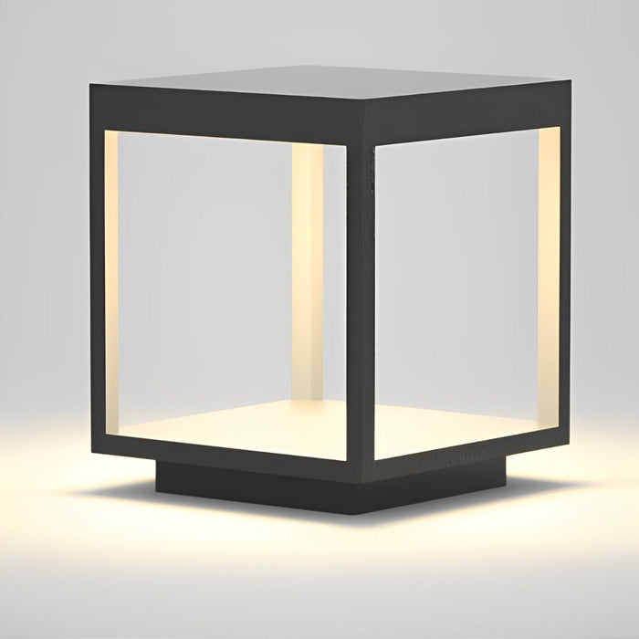 Square Hollow Frame Post Cap Light - Solar Powered / Hardwired Outdoor LED Fence Deck Lighting