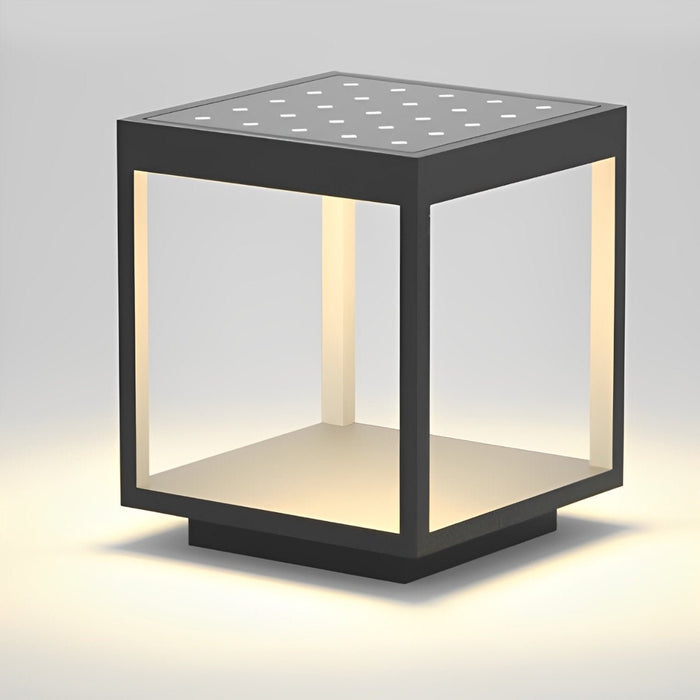 Square Hollow Frame Post Cap Light - Solar Powered / Hardwired Outdoor LED Fence Deck Lighting