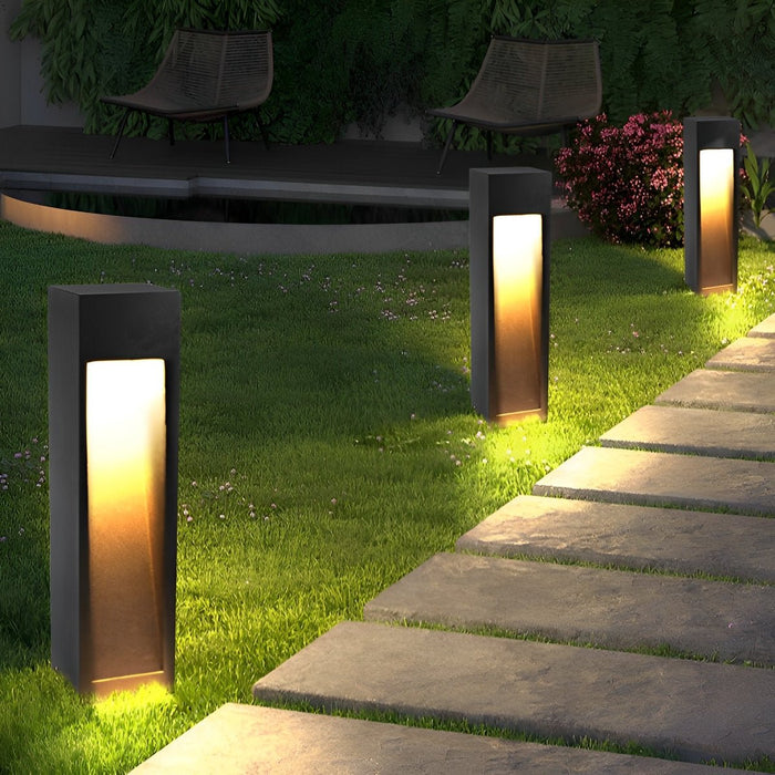 Square LED Pathway Light - Modern Outdoor Walkway Lamp, Black ...