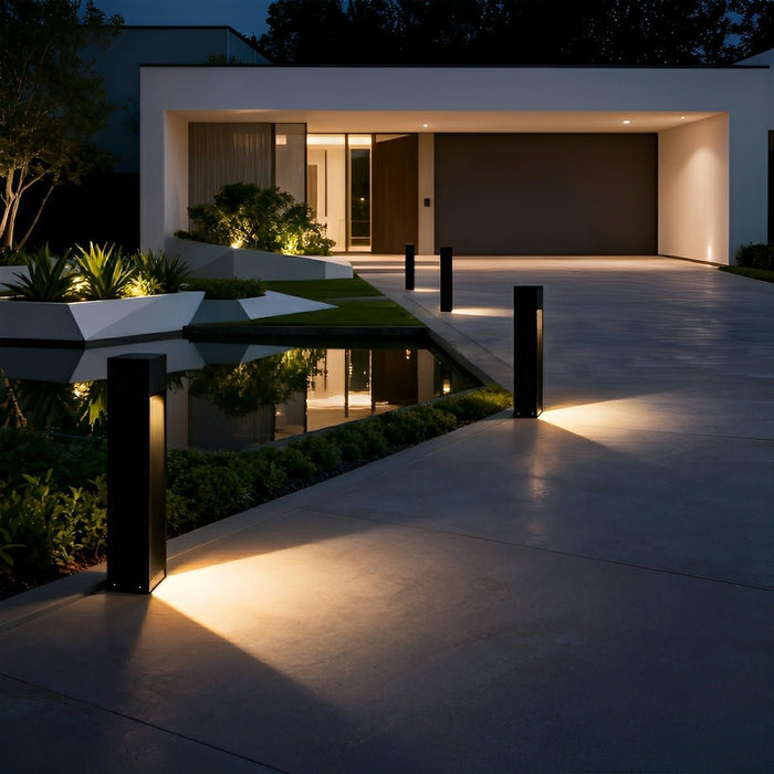 Square LED Pathway Light - Modern Outdoor Walkway Lamp, Black - Waterproof Garden Illumination