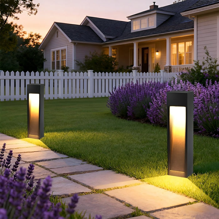 Square LED Pathway Light - Modern Outdoor Walkway Lamp, Black - Waterproof Garden Illumination