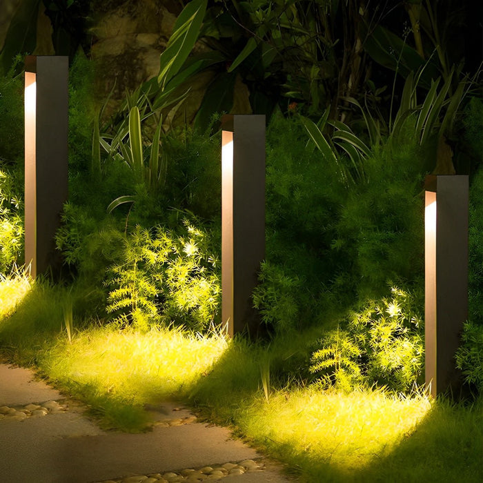 Square LED Pathway Light - Modern Outdoor Walkway Lamp, Black - Waterproof Garden Illumination