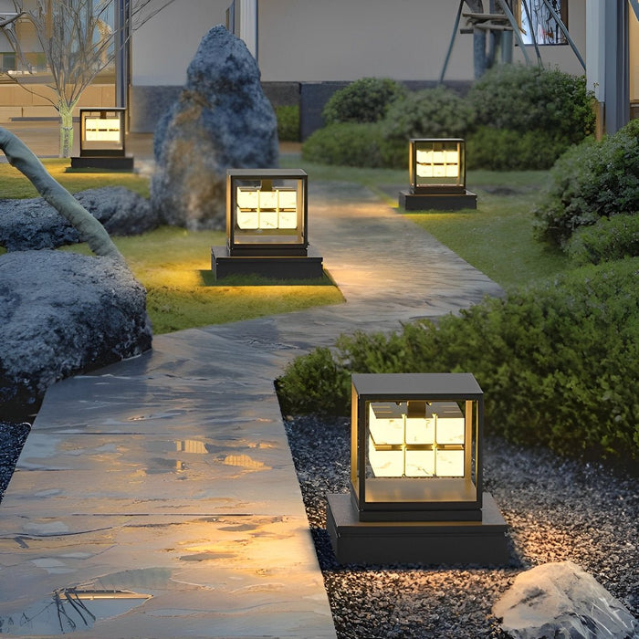 Square LED Waterproof Outdoor Deck Post Cap Light - Solar Powered Pathway Lighting, Garden Lighting
