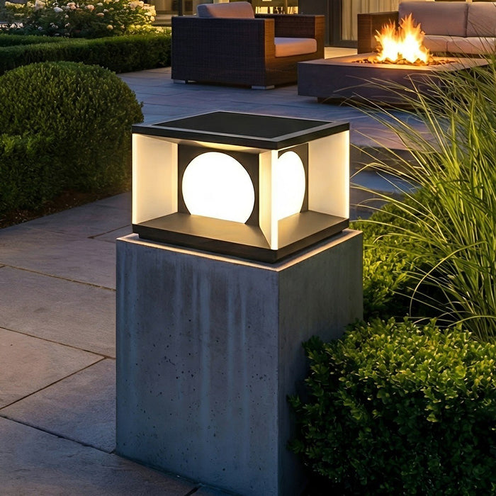 Square Solar Post Cap Light for Decks - Modern LED Fence Post Cap Light, Outdoor Garden Pathway Lighting
