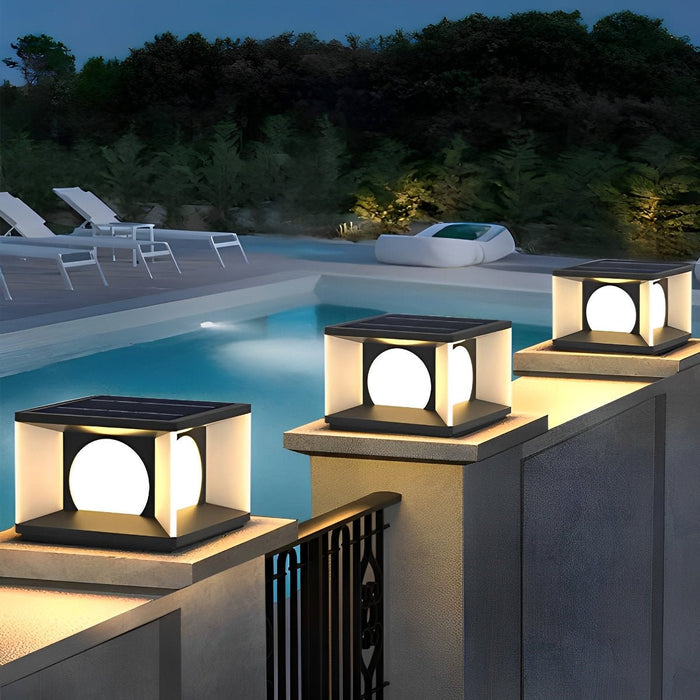 Square Solar Post Cap Light for Decks - Modern LED Fence Post Cap Light, Outdoor Garden Pathway Lighting