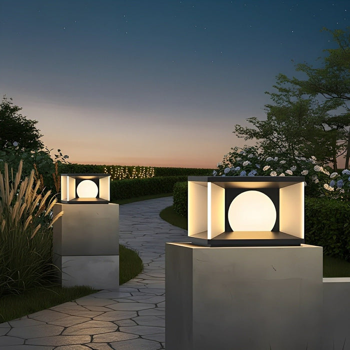 Square Solar Post Cap Light for Decks - Modern LED Fence Post Cap Light, Outdoor Garden Pathway Lighting