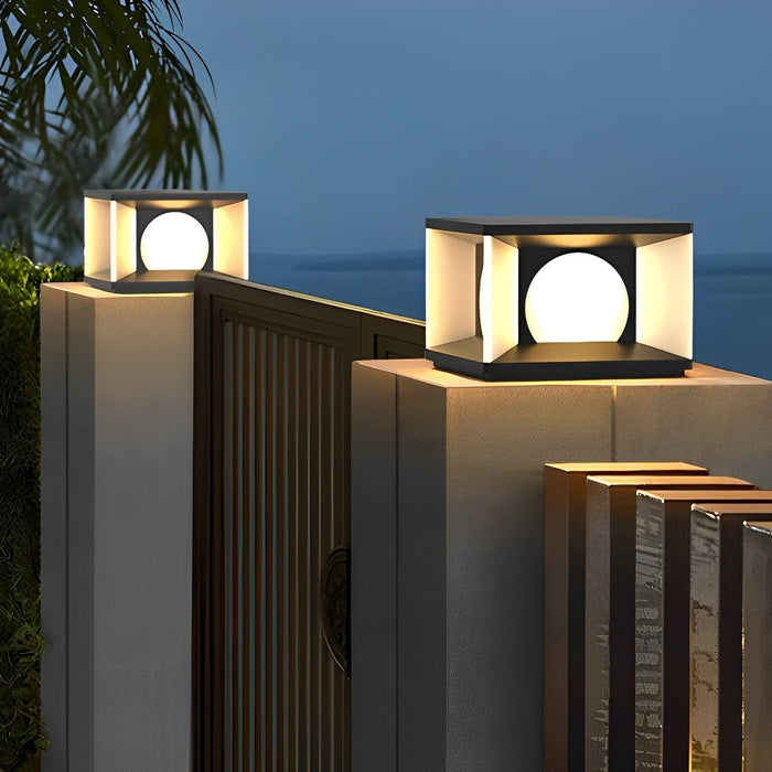 Square Solar Post Cap Light for Decks - Modern LED Fence Post Cap Light, Outdoor Garden Pathway Lighting