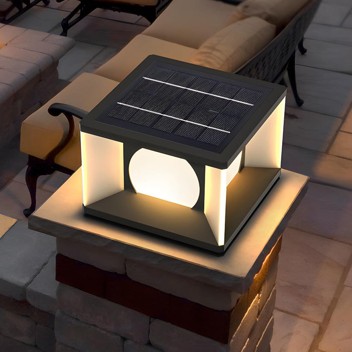 Square Solar Post Cap Light for Decks - Modern LED Fence Post Cap Light, Outdoor Garden Pathway Lighting