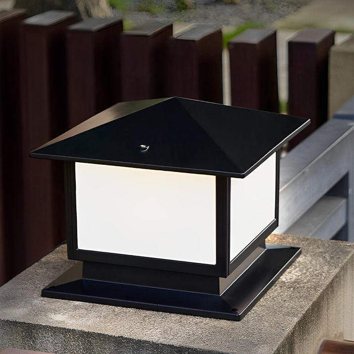 Square Solar LED Fence Post Light - Modern Stainless Steel Waterproof Outdoor Lighting for Decks, Patios, and Gardens