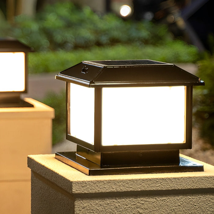 Square Solar LED Fence Post Light - Modern Stainless Steel Waterproof Outdoor Lighting for Decks, Patios, and Gardens