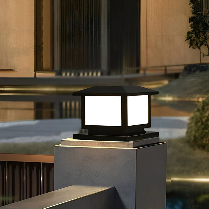 Square Solar LED Fence Post Light - Modern Stainless Steel Waterproof Outdoor Lighting for Decks, Patios, and Gardens