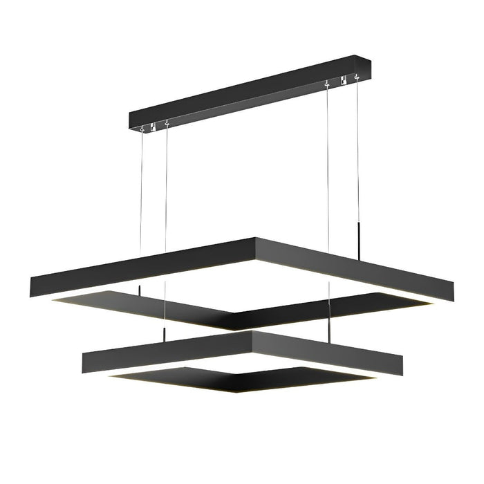 3-Layer Square Pendant Light - Modern Geometric Chandelier, Minimalist Ceiling Fixture for Kitchen Island / Dining Room
