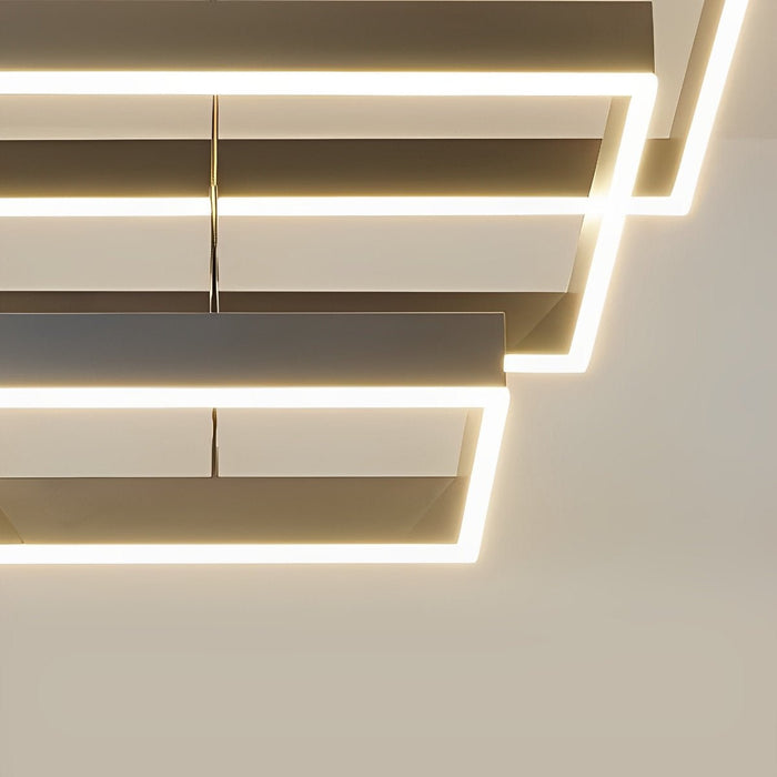3-Layer Square Pendant Light - Modern Geometric Chandelier, Minimalist Ceiling Fixture for Kitchen Island / Dining Room