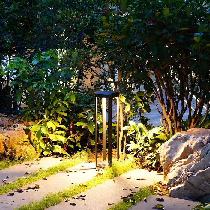 Rectangle Hollow Pathway Light - Modern Minimalist Design, Waterproof Outdoor Post Lamp, Solar/Hardwired Options