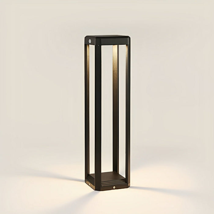 Rectangle Hollow Pathway Light - Modern Minimalist Design, Waterproof Outdoor Post Lamp, Solar/Hardwired Options