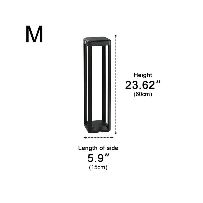 Rectangle Hollow Pathway Light - Modern Minimalist Design, Waterproof Outdoor Post Lamp, Solar/Hardwired Options