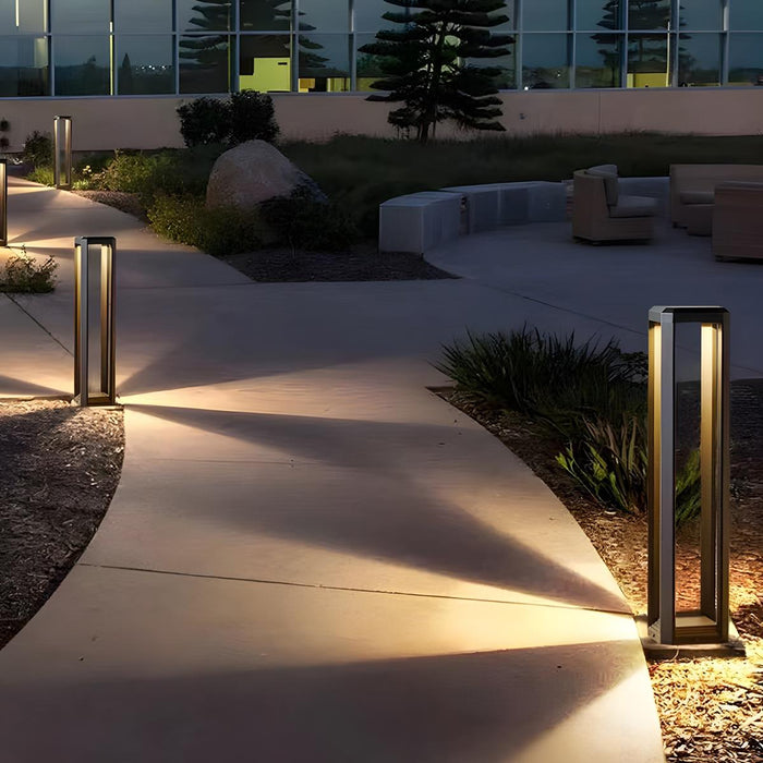 Rectangle Hollow Pathway Light - Modern Minimalist Design, Waterproof Outdoor Post Lamp, Solar/Hardwired Options