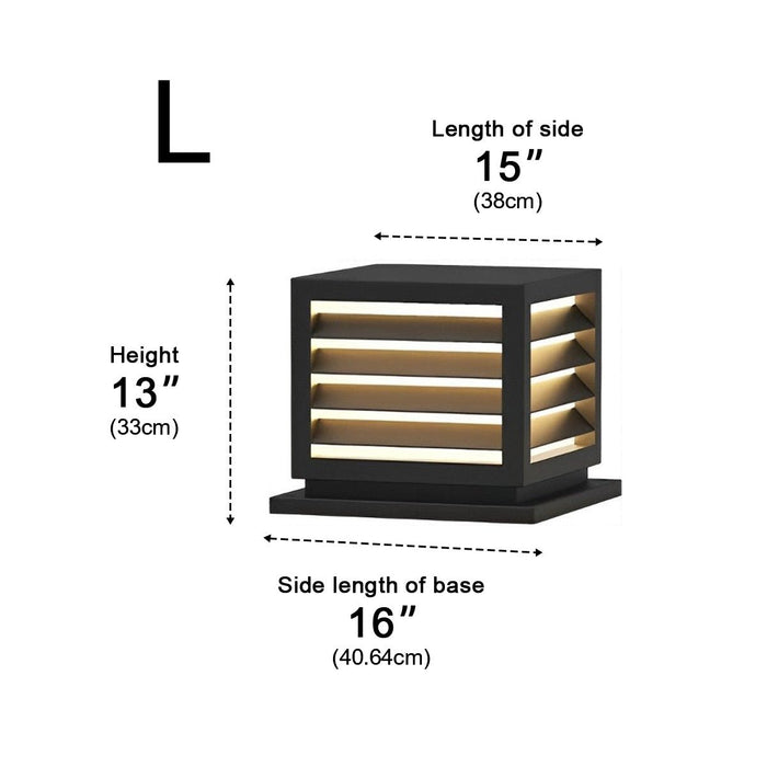 Outdoor Square Grille Post Cap Light - Solar/Hardwired Fence Column Lamp, Waterproof Landscape Lighting