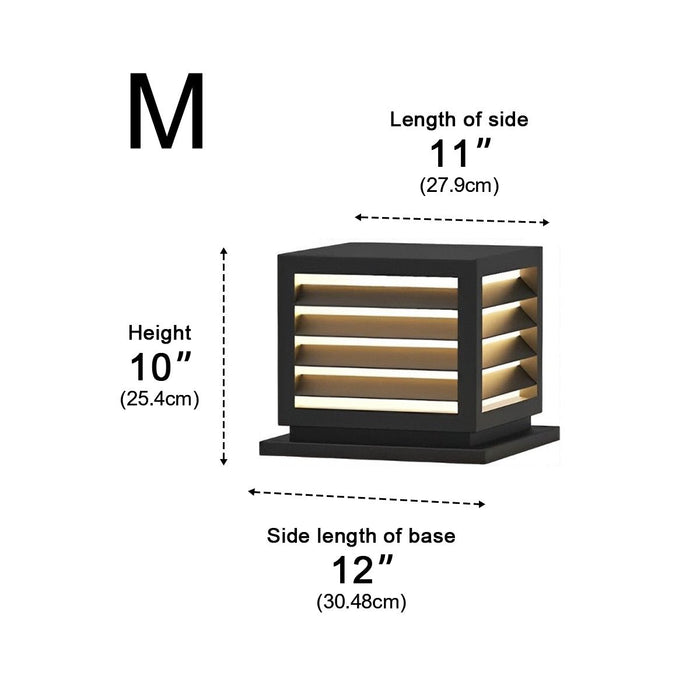 Outdoor Square Grille Post Cap Light - Solar/Hardwired Fence Column Lamp, Waterproof Landscape Lighting