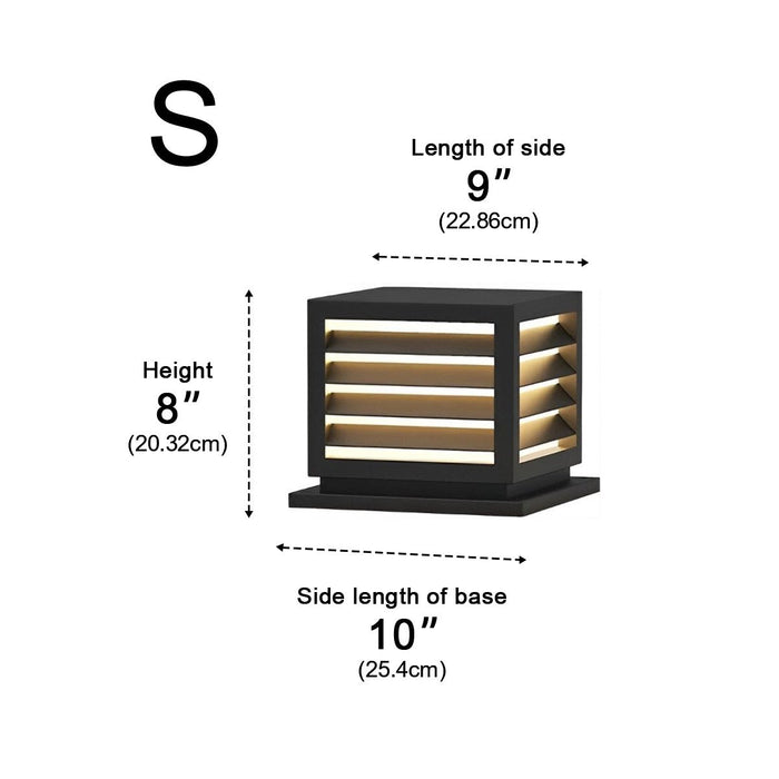 Outdoor Square Grille Post Cap Light - Solar/Hardwired Fence Column Lamp, Waterproof Landscape Lighting