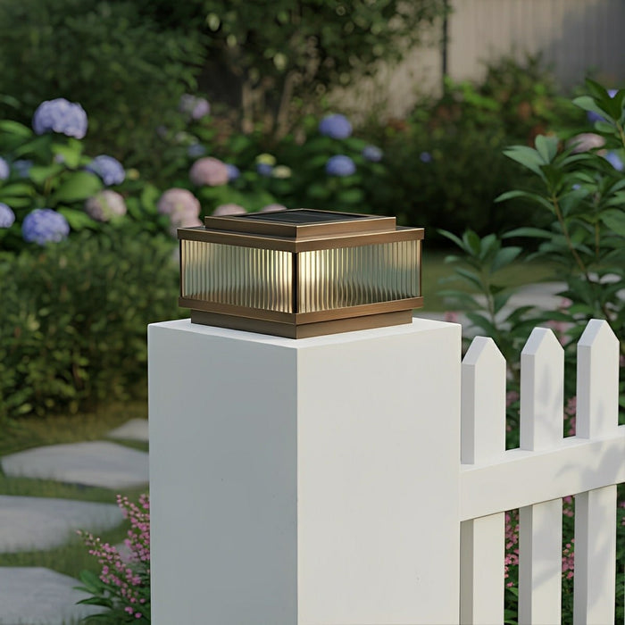 Square Solar Fence Post Light - Modern Outdoor LED Lighting, Wireless Garden Lamp